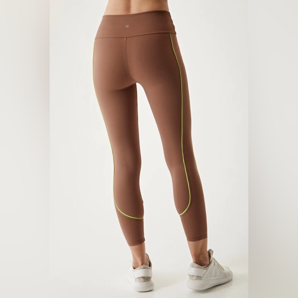 Lanston Flash Piped Leggings Latte High Rise Ankle Compression NWT M